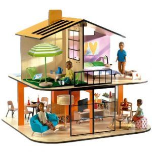 casita de muñecas de madera djeco colorida